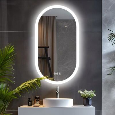 Miroir LED Salle de Bain UNHO 80x50 cm avec Éclairage et Fonction Anti-buée Blanc - Publicité Miroir LED Salle de Bain UNHO 80x50 cm avec Éclairage et Fonction Anti-buée Blanc - Publicité