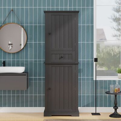 MERAX Colonne de Salle de Bain Noir Armoire Haute avec Tiroir et 2 Portes Meuble de Buanderie Gain de Place 56x28x167cm Noir - Publicité MERAX Colonne de Salle de Bain Noir Armoire Haute avec Tiroir et 2 Portes Meuble de Buanderie Gain de Place 56x28x167cm Noir - Publicité