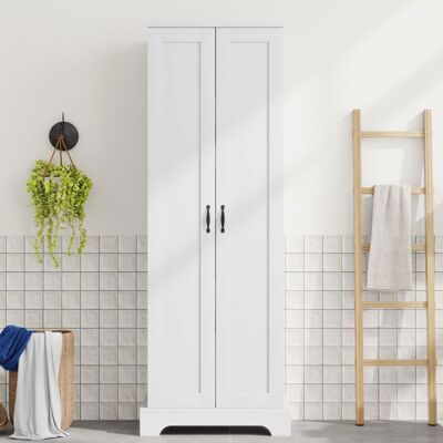 Colonne de Salle de Bain Blanche - Merax - Armoire Haute avec Portes et Étagères Réglables - Meuble de Buanderie 56x40x170cm Blanc - Publicité Colonne de Salle de Bain Blanche - Merax - Armoire Haute avec Portes et Étagères Réglables - Meuble de Buanderie 56x40x170cm Blanc - Publicité