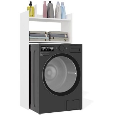 CDF NINA - Armoire de salle de bain au-dessus de machine à laver 2 rayons 64×124×30 cm - Blanc Blanc - Publicité CDF NINA - Armoire de salle de bain au-dessus de machine à laver 2 rayons 64×124×30 cm - Blanc Blanc - Publicité