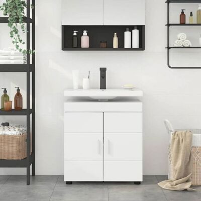 Meuble sous vasque - meuble vasque integree Vidaxl Ensemble de Meubles de Salle de Bain avec stockage TULUM Blanc Blanc - Publicité Meuble sous vasque - meuble vasque integree Vidaxl Ensemble de Meubles de Salle de Bain avec stockage TULUM Blanc Blanc - Publicité