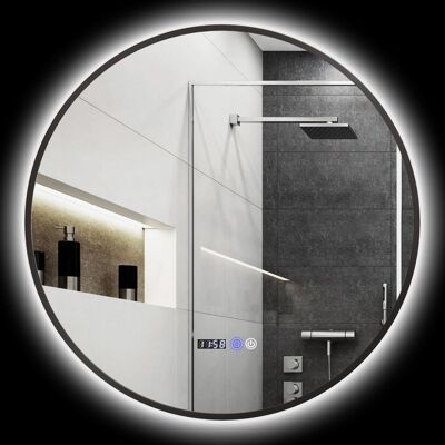 Miroir de salle de bain rond - HOMCOM - miroir rétro-éclairé - anti-buée - LED - noir Noir - Publicité Miroir de salle de bain rond - HOMCOM - miroir rétro-éclairé - anti-buée - LED - noir Noir - Publicité