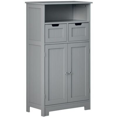 Meuble de salle de bain - kleankin - 2 tiroirs niche placard avec porte étagère réglable - 60 x 30 x 109 cm - gris Gris - Publicité Meuble de salle de bain - kleankin - 2 tiroirs niche placard avec porte étagère réglable - 60 x 30 x 109 cm - gris Gris - Publicité