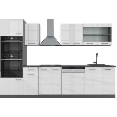 Cuisine R-Line 300cm avec armoire haute sans PT Blanc Haute brillance/Anthracite Vicco 34942 Blanc - Publicité Cuisine R-Line 300cm avec armoire haute sans PT Blanc Haute brillance/Anthracite Vicco 34942 Blanc - Publicité