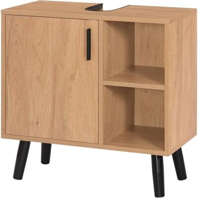 EUGAD Meuble sous Lavabo 60x30x60cm Armoire sous Vasque avec Cloison Chêne Clair et en Métal Noir 0158WY Jaune - Publicité EUGAD Meuble sous Lavabo 60x30x60cm Armoire sous Vasque avec Cloison Chêne Clair et en Métal Noir 0158WY Jaune - Publicité