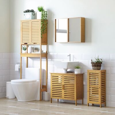 Generic Armoire de salle de bain en bambou 1 étagère réglable design naturel 30 x 199 x 70 cm naturel - Publicité Generic Armoire de salle de bain en bambou 1 étagère réglable design naturel 30 x 199 x 70 cm naturel - Publicité