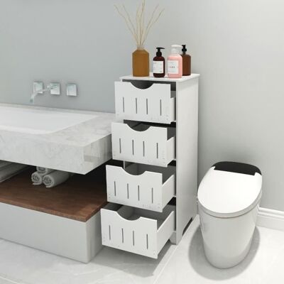 HOMEWELL YIPEEMA. MEUBLE DE SALLE DE BAIN MEUBLE DE RANGEMENT À 4 NIVEAUX 30 X 30 X 82 CM BLANC. Blanc - Publicité HOMEWELL YIPEEMA. MEUBLE DE SALLE DE BAIN MEUBLE DE RANGEMENT À 4 NIVEAUX 30 X 30 X 82 CM BLANC. Blanc - Publicité