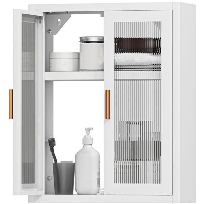 Armoire murale de salle de bain - HOMCOM - 2 portes cannelées étagère réglable - métal - 40x14x50cm - blanc Blanc - Publicité Armoire murale de salle de bain - HOMCOM - 2 portes cannelées étagère réglable - métal - 40x14x50cm - blanc Blanc - Publicité