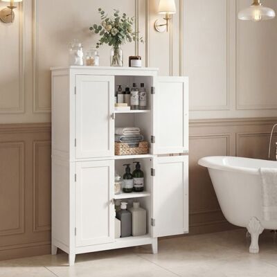 VASAGLE Colonne de Salle de Bain avec 4 Portes Étagères Réglables 30 x 60 x 110 cm Blanc Blanc - Publicité VASAGLE Colonne de Salle de Bain avec 4 Portes Étagères Réglables 30 x 60 x 110 cm Blanc Blanc - Publicité