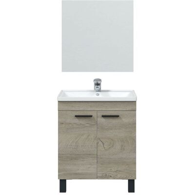 PEGANE Meuble salle de bain Sous-Vasque 50 cm + Miroir coloris Alaska chêne à nœuds - Longueur 50 x Hauteur 80 x Profondeur 40 cm Beige - Publicité PEGANE Meuble salle de bain Sous-Vasque 50 cm + Miroir coloris Alaska chêne à nœuds - Longueur 50 x Hauteur 80 x Profondeur 40 cm Beige - Publicité