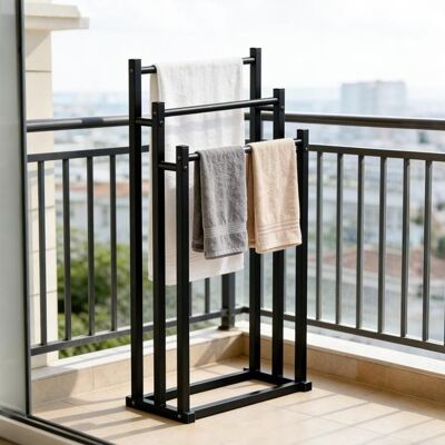 HOMEWELL. PORTE-SERVIETTES INDÉPENDANT À QUATRE NIVEAUX PORTE-SERVIETTES SUR PIED 44*22*86 CM NOIR Noir - Publicité HOMEWELL. PORTE-SERVIETTES INDÉPENDANT À QUATRE NIVEAUX PORTE-SERVIETTES SUR PIED 44*22*86 CM NOIR Noir - Publicité