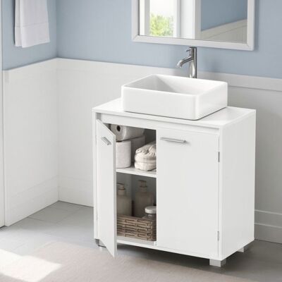 VASAGLE Meuble sous Vasque 2 Compartiments derrière Les Portes pour Divers Types de Lavabos avec Pieds 30 x 60 x 60 cm Blanc Blanc - Publicité VASAGLE Meuble sous Vasque 2 Compartiments derrière Les Portes pour Divers Types de Lavabos avec Pieds 30 x 60 x 60 cm Blanc Blanc - Publicité