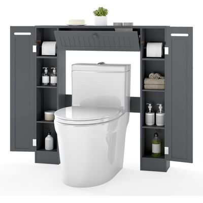 GIANTEX Meuble Dessus Toilettes WC- 3 Portes- 7 Compartiments- 2 Support-Papier- 2 Étagères Réglables- Colonne Salle de Bain- Gris Gris - Publicité GIANTEX Meuble Dessus Toilettes WC- 3 Portes- 7 Compartiments- 2 Support-Papier- 2 Étagères Réglables- Colonne Salle de Bain- Gris Gris - Publicité