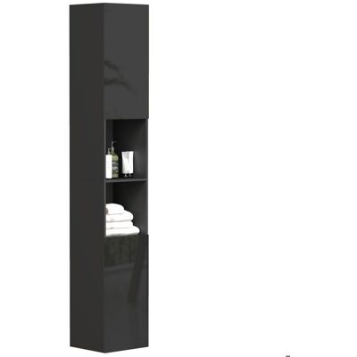 SANS MARQUE Meuble colonne de salle de bain 2 placards avec étagères réglables + 2 niches 30 x 30 x 181 5 cm noir Noir - Publicité SANS MARQUE Meuble colonne de salle de bain 2 placards avec étagères réglables + 2 niches 30 x 30 x 181 5 cm noir Noir - Publicité