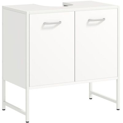 Meuble sous lavabo - HOMCOM - 2 portes à fermeture douce et étagère réglable - panneaux de particules - 60 x 33 x 605 cm - blanc Blanc - Publicité Meuble sous lavabo - HOMCOM - 2 portes à fermeture douce et étagère réglable - panneaux de particules - 60 x 33 x 605 cm - blanc Blanc - Publicité