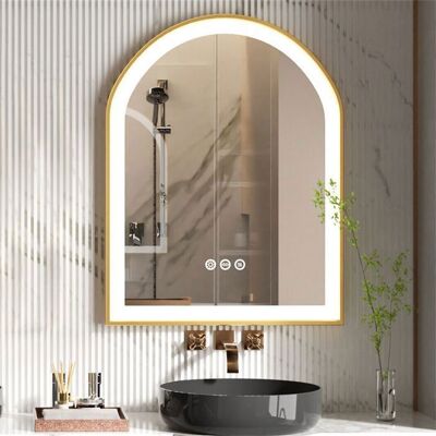Miroir salle de bain - UNHO - 90x60 cm - LED intégré - Anti-buée - Cadre doré IP56 Jaune - Publicité Miroir salle de bain - UNHO - 90x60 cm - LED intégré - Anti-buée - Cadre doré IP56 Jaune - Publicité