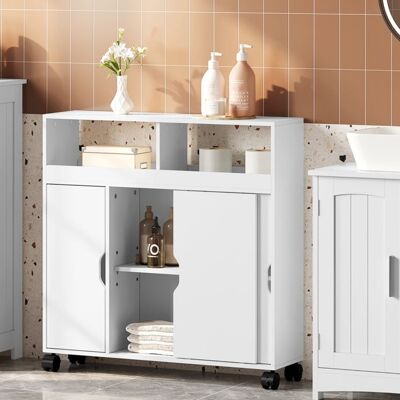 Armoire Salle de Bain Mobile - EUGAD Meuble WC - Chariot avec Portes - 70x20x71 5cm - Blanc Blanc - Publicité Armoire Salle de Bain Mobile - EUGAD Meuble WC - Chariot avec Portes - 70x20x71 5cm - Blanc Blanc - Publicité
