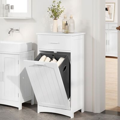 Armoire Salle de Bain - EUGAD Meuble WC avec Panier à Linge - 42x30x82cm - Blanc Blanc - Publicité Armoire Salle de Bain - EUGAD Meuble WC avec Panier à Linge - 42x30x82cm - Blanc Blanc - Publicité