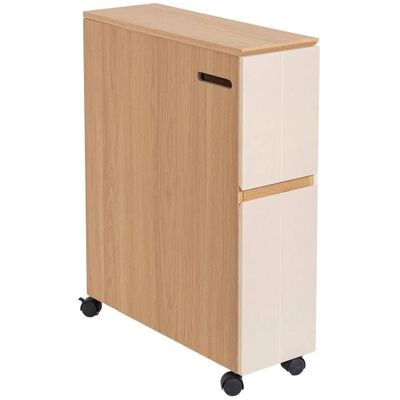 Meuble Malin multifonctions sur roulettes 2 tiroirs et dérouleur de papier WC décor Rivoli - Tendance Marron - Publicité Meuble Malin multifonctions sur roulettes 2 tiroirs et dérouleur de papier WC décor Rivoli - Tendance Marron - Publicité