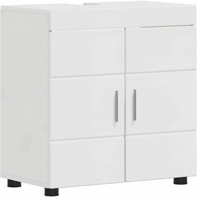 Meuble de salle de bain moderne - vidaXL - Blanc brillant - Bois dingénierie - 60x34x63 cm - Finition mate Blanc - Publicité Meuble de salle de bain moderne - vidaXL - Blanc brillant - Bois dingénierie - 60x34x63 cm - Finition mate Blanc - Publicité