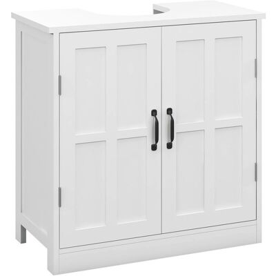 Meuble sous lavabo salle de bain - kleankin - double porte et étagère réglable - bois dingénierie - 60x30x60cm - blanc Blanc - Publicité Meuble sous lavabo salle de bain - kleankin - double porte et étagère réglable - bois dingénierie - 60x30x60cm - blanc Blanc - Publicité