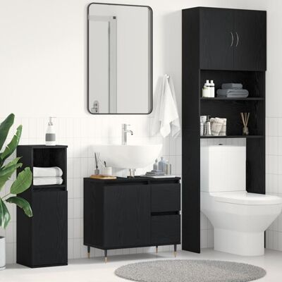 Armoire de Salle de Bain en Chêne Noir Vidaxl 65x33x60 cm Stockage Moderne - Publicité Armoire de Salle de Bain en Chêne Noir Vidaxl 65x33x60 cm Stockage Moderne - Publicité