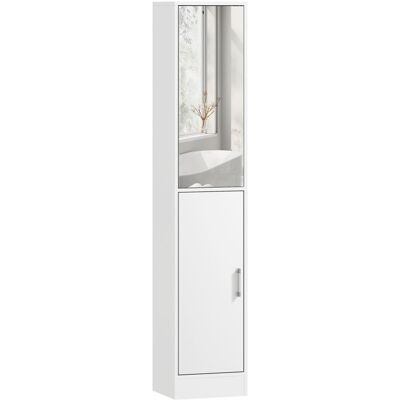 Meuble colonne salle de bain - kleankin - 6 niveaux - porte miroir étagères réglables - panneau de particules - 32x28x162cm - blanc Blanc - Publicité Meuble colonne salle de bain - kleankin - 6 niveaux - porte miroir étagères réglables - panneau de particules - 32x28x162cm - blanc Blanc - Publicité
