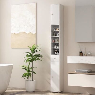 GIANTEX Meuble Colonne de Salle de Bain 180 cm avec 2 Portes+Tirior5 Étagères RéglablesArmoire Haute à 10 Étages ScandinaveBlanc Blanc - Publicité GIANTEX Meuble Colonne de Salle de Bain 180 cm avec 2 Portes+Tirior5 Étagères RéglablesArmoire Haute à 10 Étages ScandinaveBlanc Blanc - Publicité