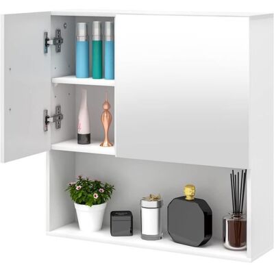 EUGAD Armoire Murale de Salle de Bain avec Miroir Meuble Salle de Bain Rangement avec Porte Blanc 54x15x55cm 0165WY Blanc - Publicité EUGAD Armoire Murale de Salle de Bain avec Miroir Meuble Salle de Bain Rangement avec Porte Blanc 54x15x55cm 0165WY Blanc - Publicité