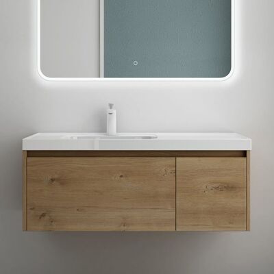 Meuble de Salle de Bain Marron Clair - MAI & MAI - Salerno - Tiroir - 100x50x40cm Marron - Publicité Meuble de Salle de Bain Marron Clair - MAI & MAI - Salerno - Tiroir - 100x50x40cm Marron - Publicité