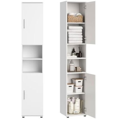 HOME COLLECTIVE Meuble colonne salle de bain - 35x35x187 cm - Armoire de salle de bain étroite - 6 compartiments - Meuble SDB - Blanc Blanc - Publicité HOME COLLECTIVE Meuble colonne salle de bain - 35x35x187 cm - Armoire de salle de bain étroite - 6 compartiments - Meuble SDB - Blanc Blanc - Publicité