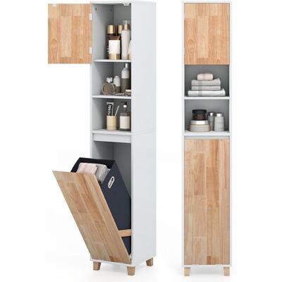COSTWAY Meuble Colonne de Salle de Bain avec 2 Portes Sac à Linge et 2 Compartiment Ouvert Étagères Réglables 32 x 31 x 1705 cm Blanc - Publicité COSTWAY Meuble Colonne de Salle de Bain avec 2 Portes Sac à Linge et 2 Compartiment Ouvert Étagères Réglables 32 x 31 x 1705 cm Blanc - Publicité
