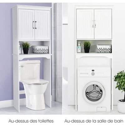 Costway Armoire WC avec Étagères Ajustables - Blanc Moderne - Publicité Costway Armoire WC avec Étagères Ajustables - Blanc Moderne - Publicité