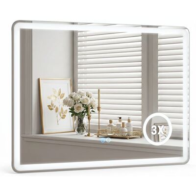 COSTWAY 80x60 cm Miroir Salle de Bain avec LED 3 Couleurs de Lumière Fonction Anti-Buée Luminosité Ajustable Function Mémoire - Publicité COSTWAY 80x60 cm Miroir Salle de Bain avec LED 3 Couleurs de Lumière Fonction Anti-Buée Luminosité Ajustable Function Mémoire - Publicité