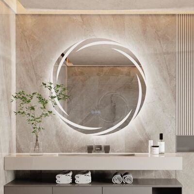 Miroir mural LED UNHO 80x80cm anti-buée avec 3 interrupteurs tactiles Gris - Publicité Miroir mural LED UNHO 80x80cm anti-buée avec 3 interrupteurs tactiles Gris - Publicité