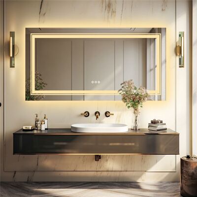 UNHO LUVODI Miroir de Salle de Bain LED - 120 x 80cm CEE A++ Tactile Mural Anti-Buée - Miroir Lumineux Cosmétique de Maquillage - Publicité UNHO LUVODI Miroir de Salle de Bain LED - 120 x 80cm CEE A++ Tactile Mural Anti-Buée - Miroir Lumineux Cosmétique de Maquillage - Publicité