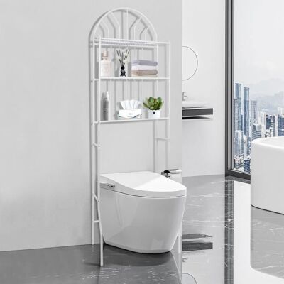 Armoire WC 3 niveaux étagère de salle de bain blanc 65x34x178 cm - HOMEWELL - contemporain design - métal Blanc - Publicité Armoire WC 3 niveaux étagère de salle de bain blanc 65x34x178 cm - HOMEWELL - contemporain design - métal Blanc - Publicité