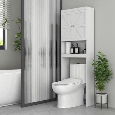 Generic Armoire de rangement dessus des toilettes meuble de salle de bain placard 2 portes étagère 585L x 23l x 170H cm blanc Blanc - Publicité Generic Armoire de rangement dessus des toilettes meuble de salle de bain placard 2 portes étagère 585L x 23l x 170H cm blanc Blanc - Publicité