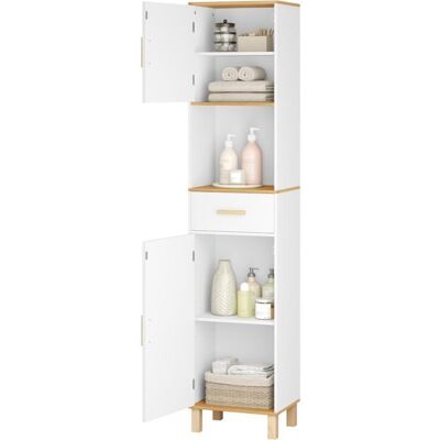 EUGAD Armoire Salle de Bain Haute sur Pied - Colonne 39x30x179cm - 2 Portes et 1 Tiroir - Blanc Blanc - Publicité EUGAD Armoire Salle de Bain Haute sur Pied - Colonne 39x30x179cm - 2 Portes et 1 Tiroir - Blanc Blanc - Publicité