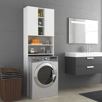 OEM VX - Meuble pour machine à laver Blanc 64x255x190 cm Blanc - Publicité OEM VX - Meuble pour machine à laver Blanc 64x255x190 cm Blanc - Publicité
