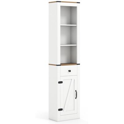 GIANTEX Armoire de Salle de Bain Style Ferme,Tiroir Étagères Réglables 3 Compartiments Ouverts 40 x 24 x 173 cm Blanc Blanc - Publicité GIANTEX Armoire de Salle de Bain Style Ferme,Tiroir Étagères Réglables 3 Compartiments Ouverts 40 x 24 x 173 cm Blanc Blanc - Publicité