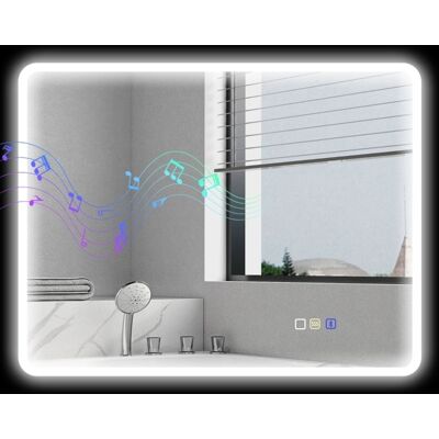 OEM Miroir de salle de bain LED - Bluetooth intégré - 70x90 cm - Interrupteur tactile - Lumière réglable 3 couleurs - Publicité OEM Miroir de salle de bain LED - Bluetooth intégré - 70x90 cm - Interrupteur tactile - Lumière réglable 3 couleurs - Publicité