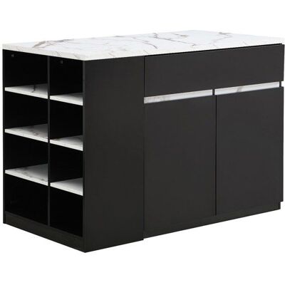 VENTE-UNIQUE Ilot central de cuisine avec rangements - Effet marbre blanc et noir - MEILI Noir - Publicité VENTE-UNIQUE Ilot central de cuisine avec rangements - Effet marbre blanc et noir - MEILI Noir - Publicité