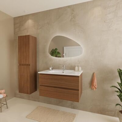 LOMAZOO Ensemble de meubles de salle de bains VERONA 80 cm - Avec armoire haute - Bois de chêne chaleureux - Lavabo blanc Marron - Publicité LOMAZOO Ensemble de meubles de salle de bains VERONA 80 cm - Avec armoire haute - Bois de chêne chaleureux - Lavabo blanc Marron - Publicité