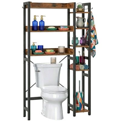 Meuble au-dessus des WC Relaxdays 3 niveaux H x L x P 161 x 80 x 24 cm métal MDF noir/marron Marron - Publicité Meuble au-dessus des WC Relaxdays 3 niveaux H x L x P 161 x 80 x 24 cm métal MDF noir/marron Marron - Publicité