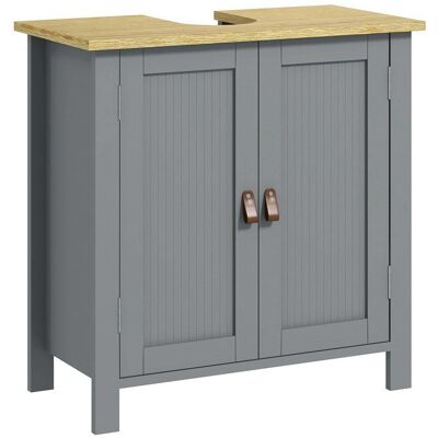 Meuble sous lavabo - kleankin - 2 portes 2 étages à lintérieur étagère réglable poignées polyuréthane - 60 x 30 x 60 cm - gris Gris - Publicité Meuble sous lavabo - kleankin - 2 portes 2 étages à lintérieur étagère réglable poignées polyuréthane - 60 x 30 x 60 cm - gris Gris - Publicité