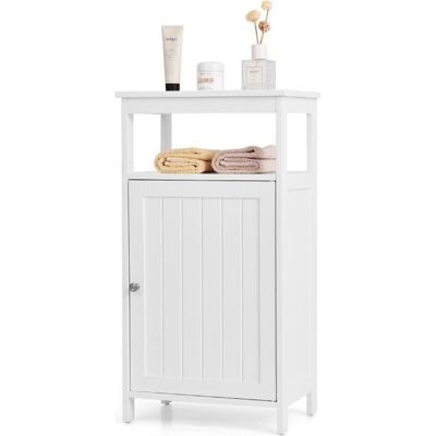 COSTWAY Armoire de Rangement de Salle de Bain Meuble de Rangement avec Étagère Ouverte et Placard à Porte 45 x 30 x 84 cm Blanc Blanc - Publicité COSTWAY Armoire de Rangement de Salle de Bain Meuble de Rangement avec Étagère Ouverte et Placard à Porte 45 x 30 x 84 cm Blanc Blanc - Publicité