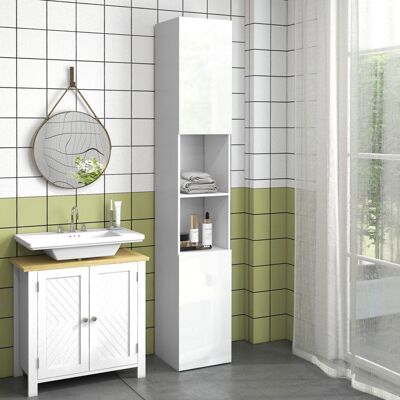 Generic Meuble colonne de salle de bain 2 placards avec étagères réglables + 2 niches 30 x 30 x 1815 cm blanc Blanc - Publicité Generic Meuble colonne de salle de bain 2 placards avec étagères réglables + 2 niches 30 x 30 x 1815 cm blanc Blanc - Publicité