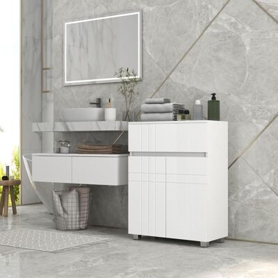 Generic Meuble de rangement pour salle de bain sur pied placard 2 portes 1 tiroir étagère régable blanc laqué Blanc - Publicité Generic Meuble de rangement pour salle de bain sur pied placard 2 portes 1 tiroir étagère régable blanc laqué Blanc - Publicité