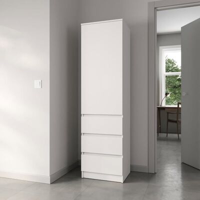 HOME COLLECTIVE Armoire de bureau multifonction - 50x181x41 cm - Avec 3 tiroirs et 2 étagères - Meuble de rangement salle de bain - Blanc Blanc - Publicité HOME COLLECTIVE Armoire de bureau multifonction - 50x181x41 cm - Avec 3 tiroirs et 2 étagères - Meuble de rangement salle de bain - Blanc Blanc - Publicité